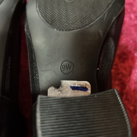 NWOT C COMFORT BLACK WOMAN’S  HEELED PEEPTOE, MESHED SIDE SIZE (9W) - Picture 8 of 12